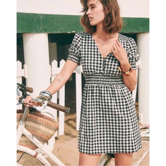 Sezane Dresses & Skirts - SÉZANE | Sixtine Summer Mini Dress in Black/White Gingham, Size 36 (US 4)